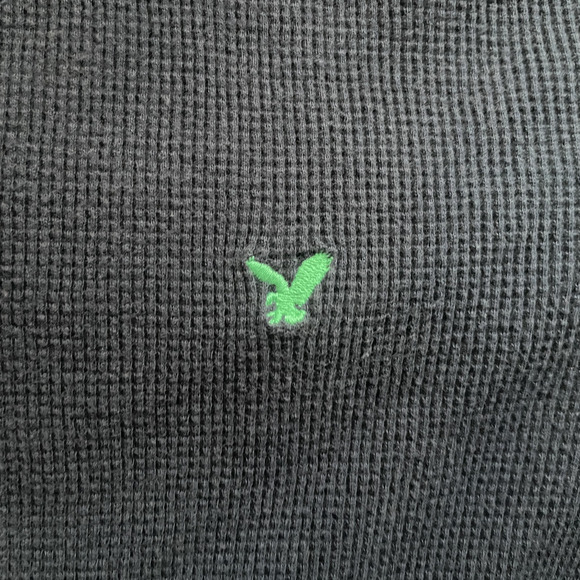 American Eagle Shirt Men XL Navy Blue Y2K Waffle Thermal Cotton Long Sleeve Logo - Picture 3 of 12